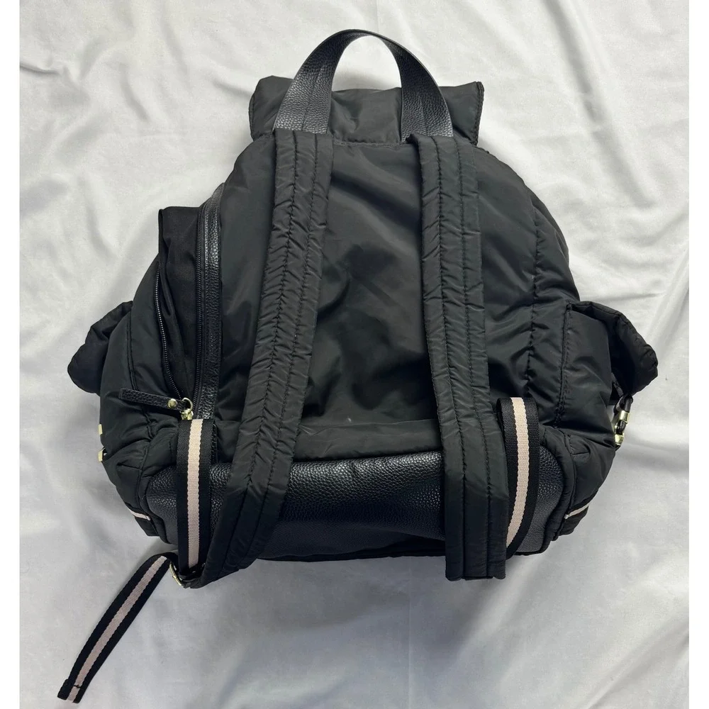Tommy Bahama Black Nylon Puffer Backpack Gold Buckle Quilted Travel Bag